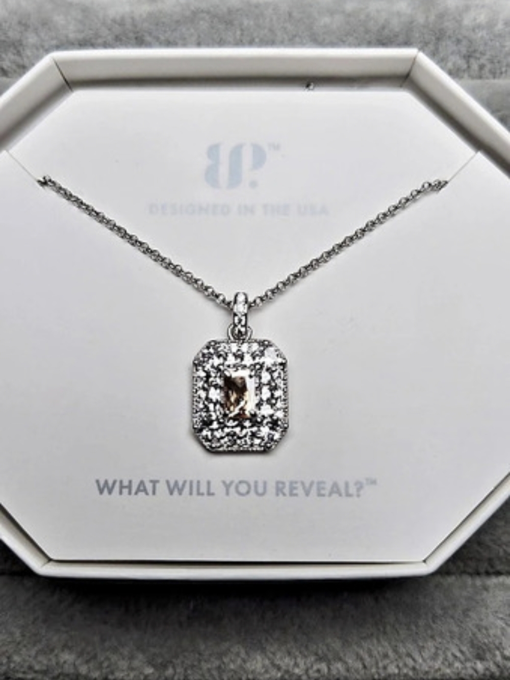 New Smokey Topaz Cubic Zirconia Rhodium Plated Bomb Party Necklace RBP4375